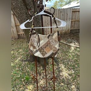 Brown COACH Patchwork Shoulder Purse